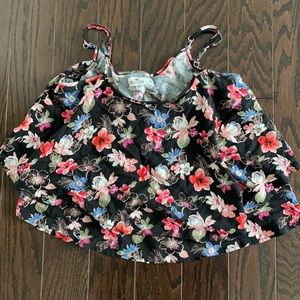 Hollister XS black floral crop top